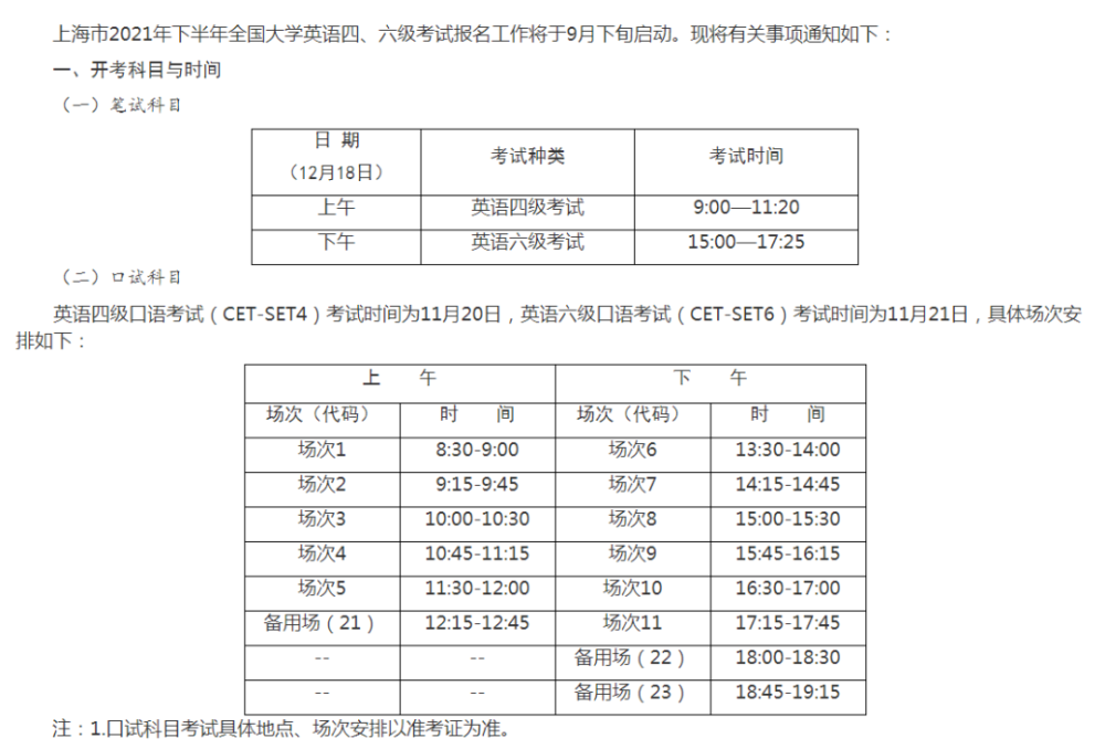 四六级考试时间口语（四级口语真题）